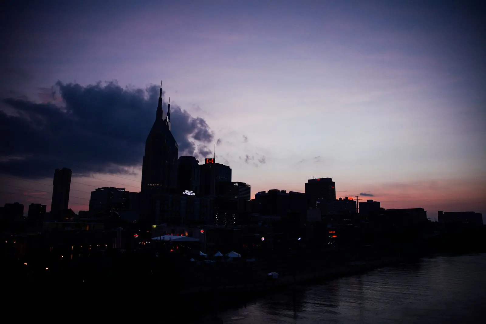The Nashville skyline at dusk, the nearest big city